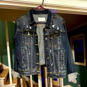 KanCan Distressed Denim Jacket, Size Large